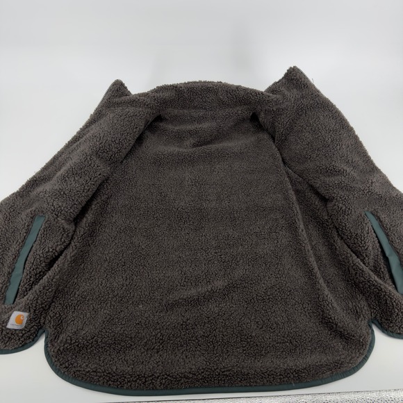 Carhartt Green Medium Sherpa Reversible Puffer Vest Quilted Zip Lined Women - Picture 3 of 6